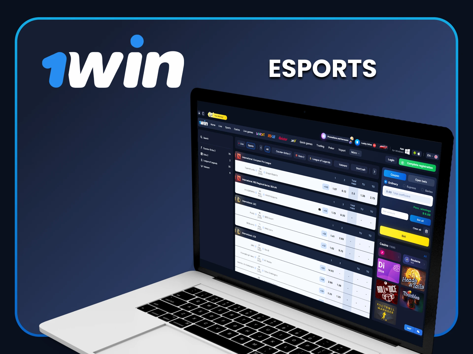 1win also features a dedicated section for eSports betting.