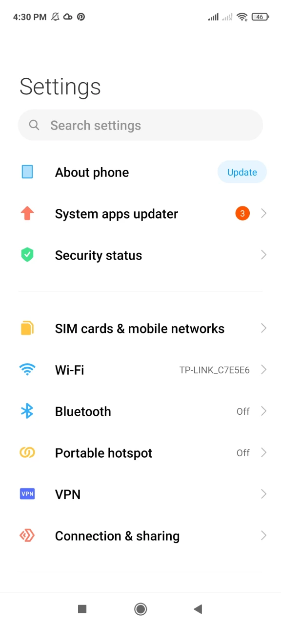 Go to your device settings to set up the 1win application.