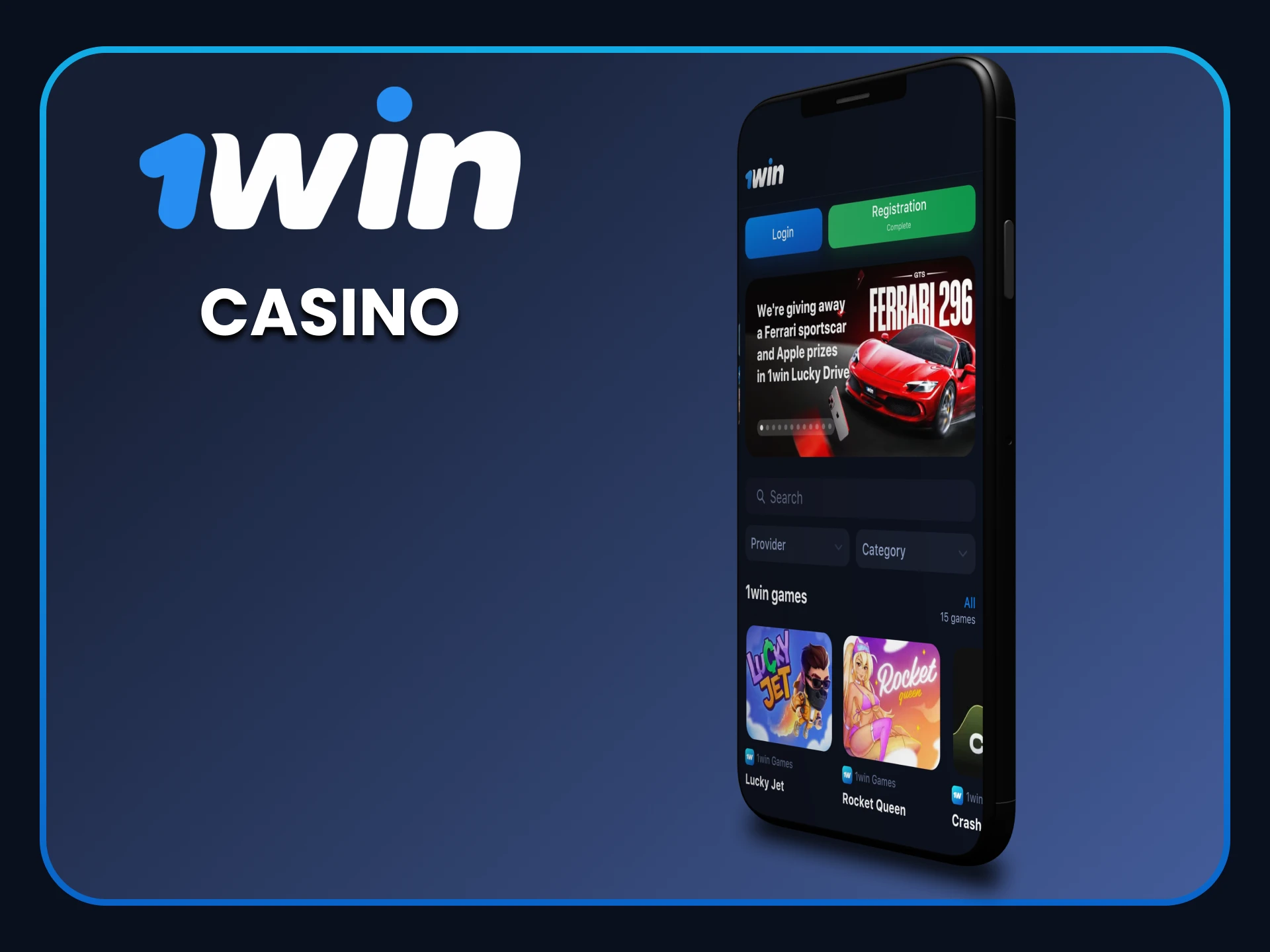 You can enjoy casino games using the 1win application.